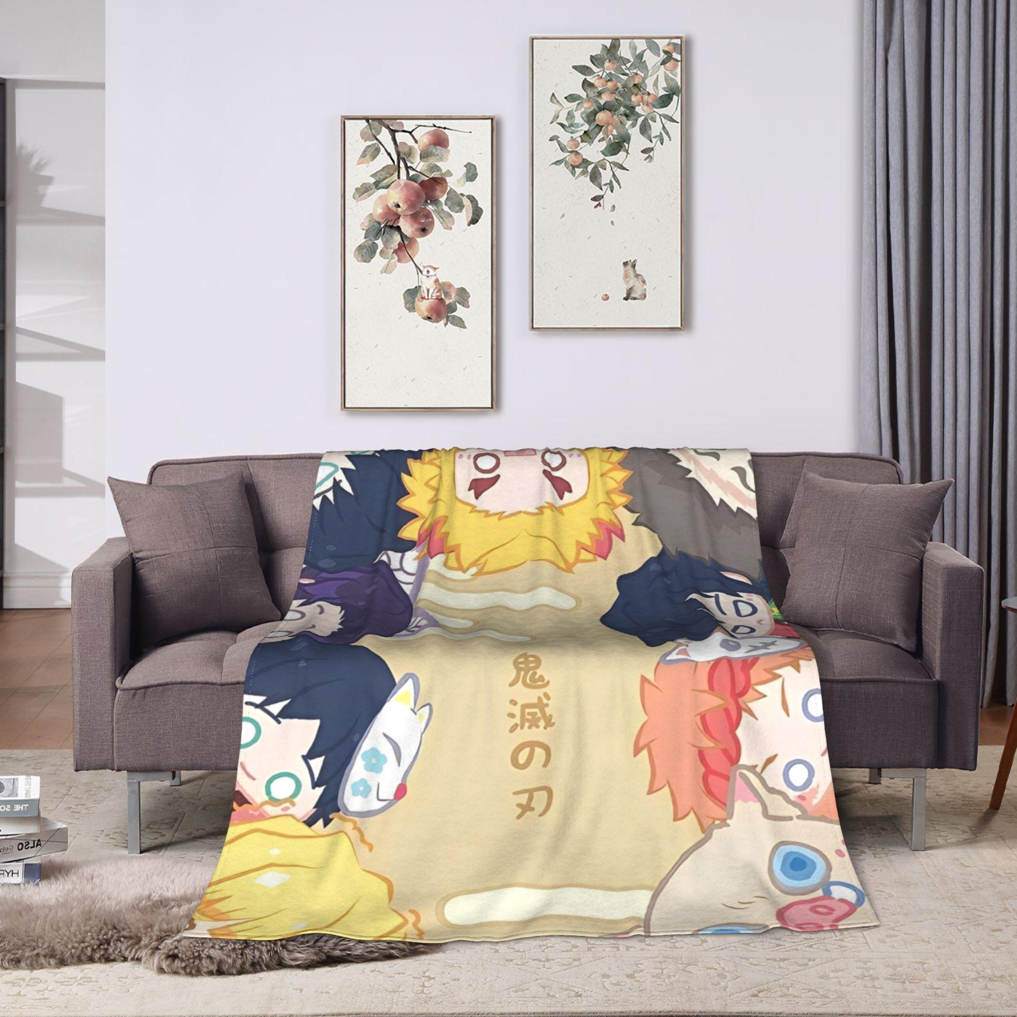 Demon Slayer Dakimakura Kawaii Anime Blankets Flannel Printed Portable Soft Throw Blanket for Bedding Outdoor Bedspreads 100x150cm