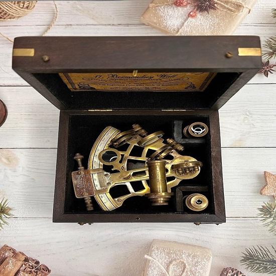 Nautical Sextant  Custom Engraved Gift Brass Sextant With Telescope  Working Compass,  Anniversary Gift,  Veteran Gift