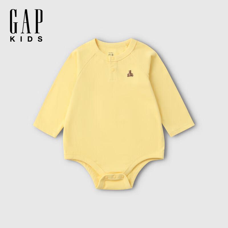 GAP Infant/Toddler Bear Embroidery Henley Romper 80/48