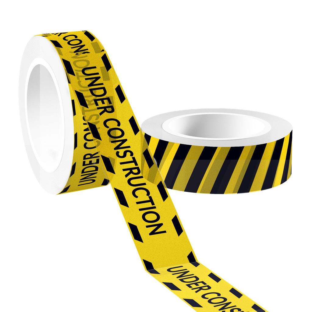 12 Rolls Caution Washi Tapes Construction Themed Slogan Yellow Red Black Self Adhesive Masking Tape for Diary Journal Gift