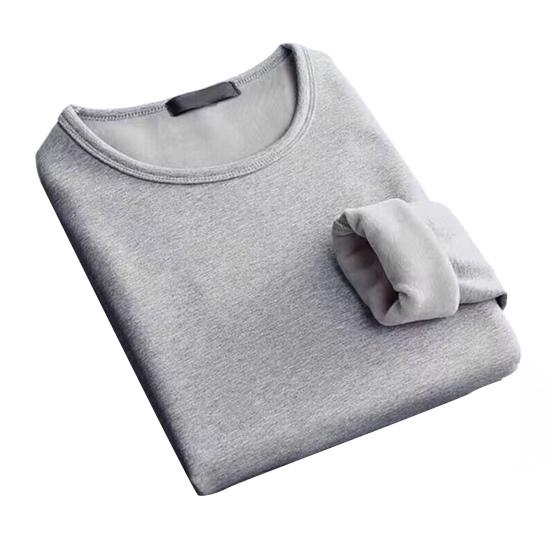 Men Fleece Lined Pullover Crew Neck Base Layer Shirt Warm Thickened Long Sleeve Tee Shirt for Winter Autumn Sports Street Wear