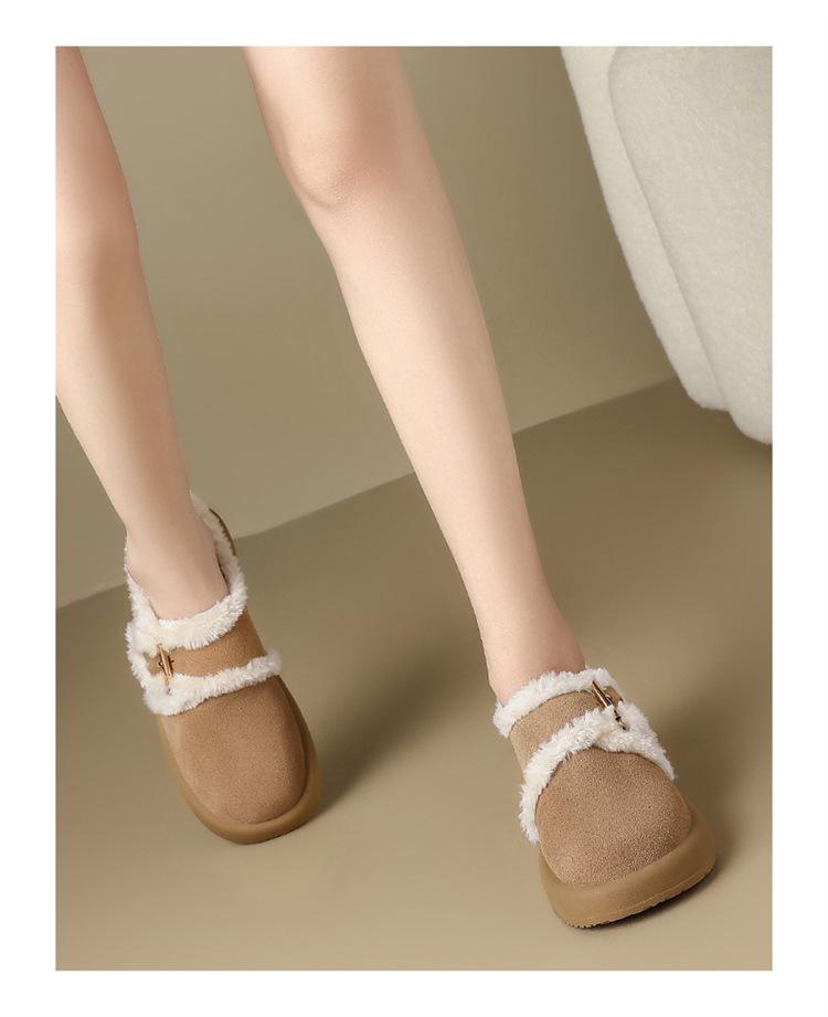 ZHR Zeze Plus Velvet Women's Genuine Leather Winter Snow Boots