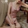 1011 Summer New Swing Collar Slip Nightdress, Pure Desire Style Style Chest Padded Slip Dress Bathrobe Set, Sexy Ice Silk Pajamas
