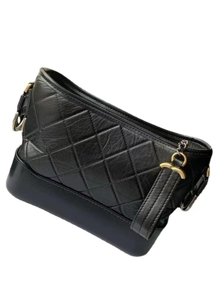 Women's 2025 Genuine Leather Hobo Bag - New Fragrance Style, Diamond Pattern, Chain Strap, Single Shoulder & Crossbody Options