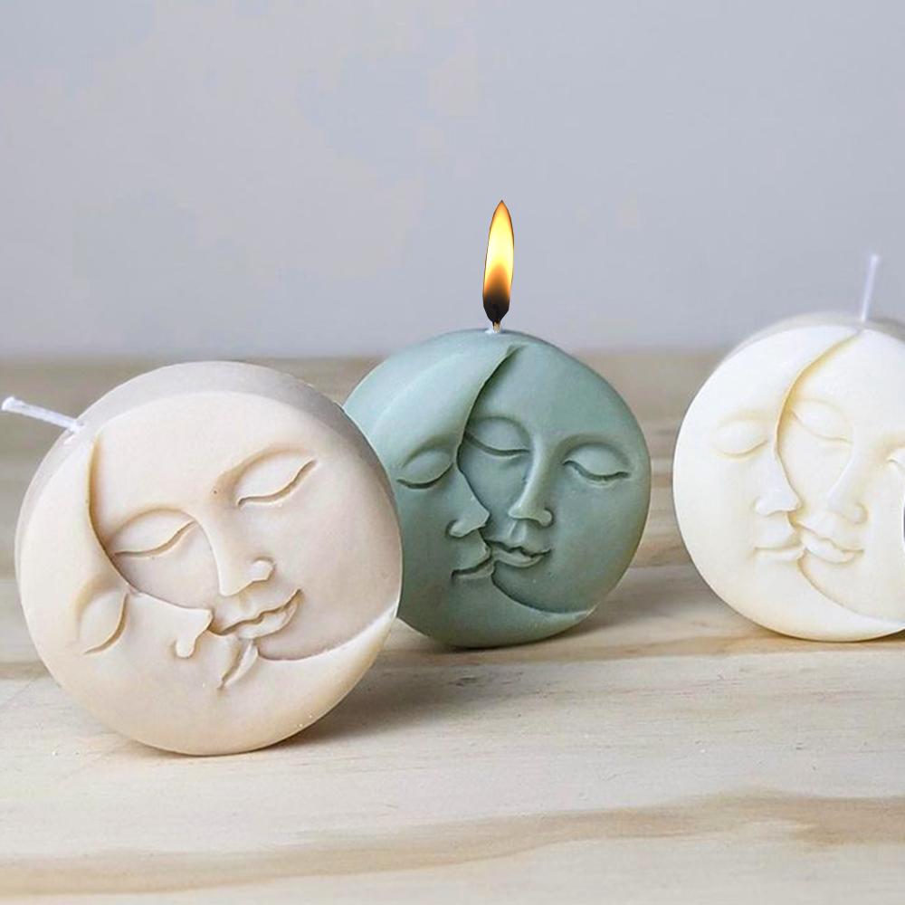 DIY Mond Liebe Sonne Gesichtsform Kerzenform Duftkerze Silikonform Handgemachte Seife Gips Harz Bastelformen Heimdekoration