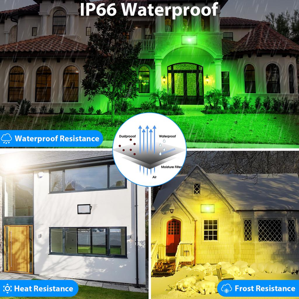 1PC 100W RGB Flood Light IP66 Waterproof LED Spotlight Projector Lamp Outdoor Garden Lighting RGB Street Light Christmas Lights