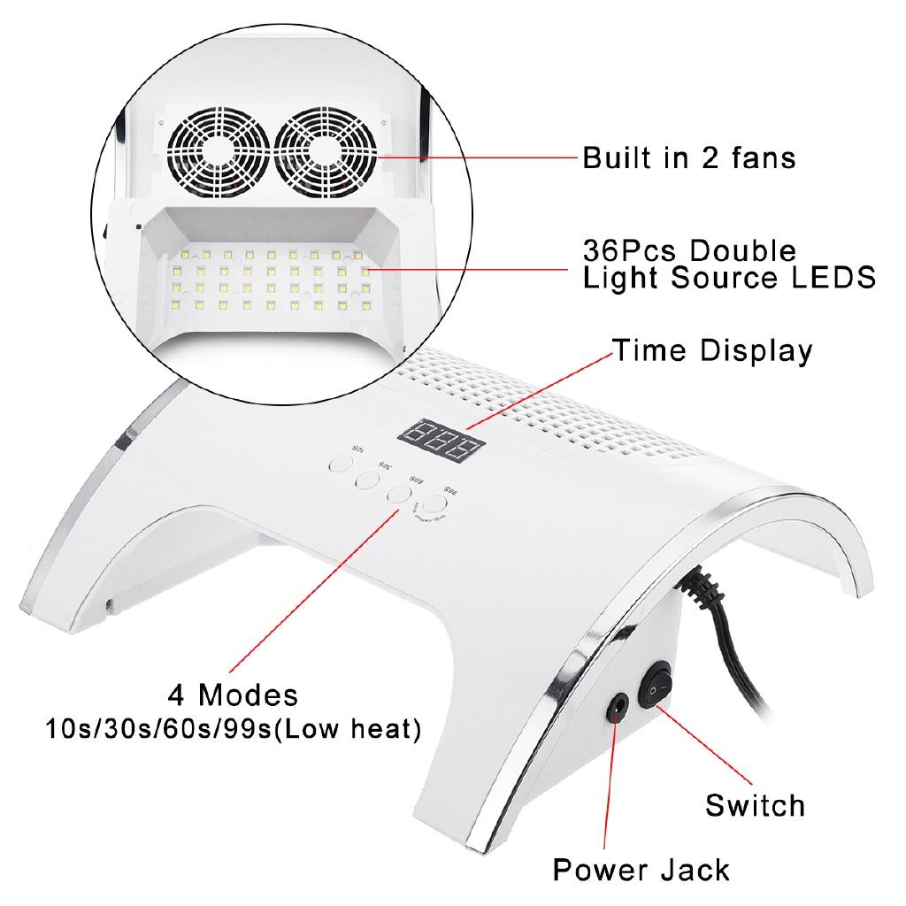 36/45 LED UV LED Nail Lamp Infrared Induction Nail Duct Suction 2 Fan Vacuum Cleaner For For Manicure 2 In 1 80W/150W