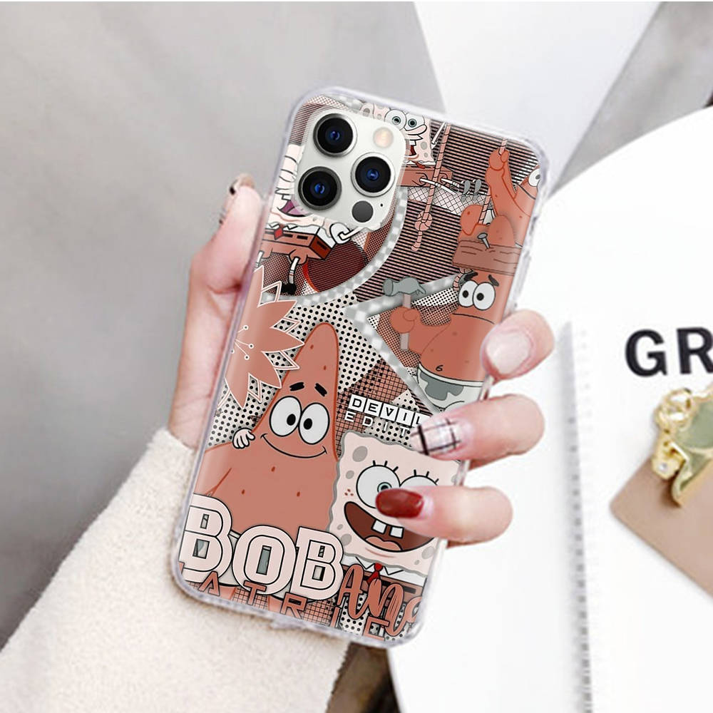 

JS44 Губка Боб мультфильм прозрачный чехол для Samsung A04 A14 A23 M33 M53 Realme 10 9 C35 C55 VIVO Y02 X80 Infinix Hot 30 Note 11 Tecno Spark 8P Pro Tecno Pova Neo арлекин