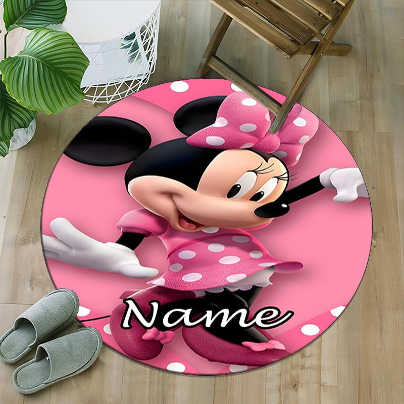 Customizable Minnie (8) Round Non-Slip Carpet - Ideal for Garden, Picnic, Office, Perfect for Decoration, Suitable For All Seasons