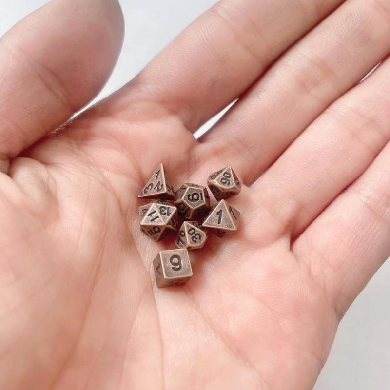 Mini Polyhedral Dices Set Vintage Metal Dices Tiny Role Playing Table Game Dices