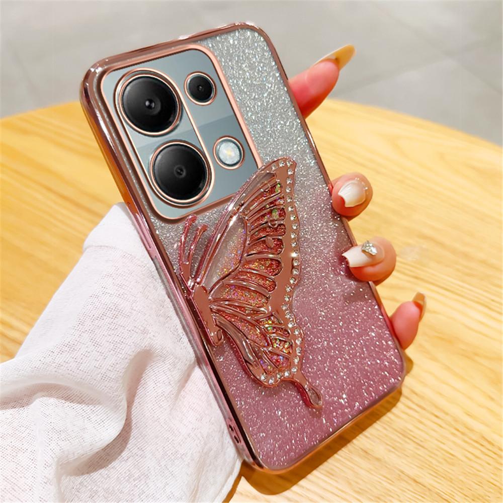 Note14 Quicksand Butterfly Stand Gliitter Case For Xiaomi Redmi Note 14 Pro Plus Note 13 14C 13C 14T POCO X7 X6 C65 Soft Cover