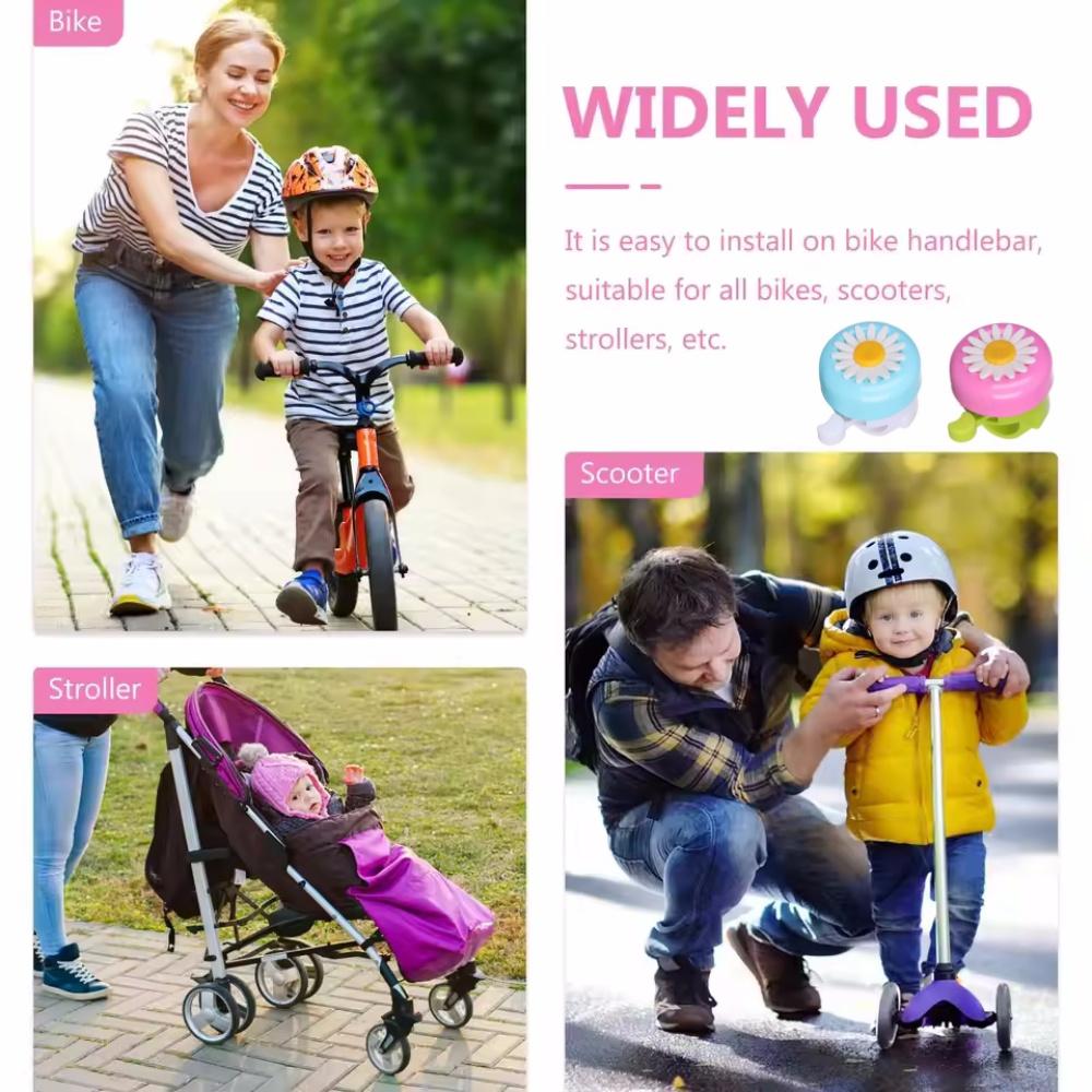 Multi-color Kids Bicycle Bell Daisy Flower Bike Bell Children Cycling Warning Alarm Loud Safety Cycling Handlebar Accessories