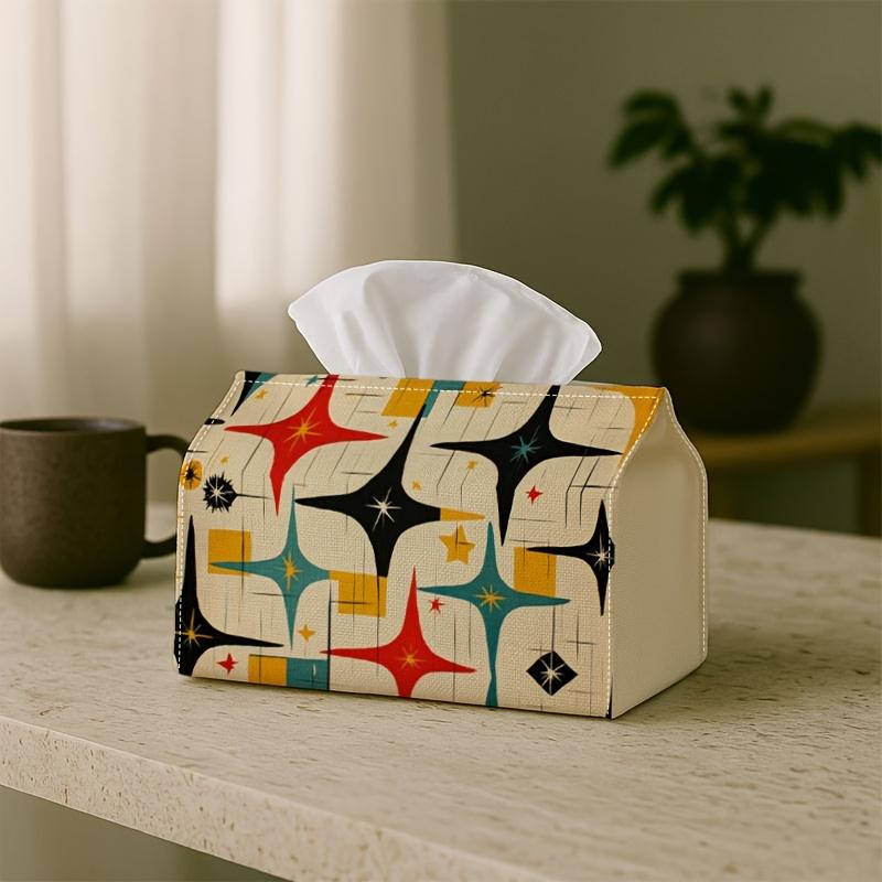 1pc Retro Mid-Century Modern Tissue Box Holder with Atomic Star Pattern - Vintage Suitable for Home Decor, Tissue Dispenser for Bedroom, Living Room,