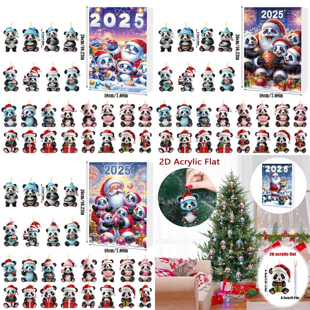 Christmas Panda Countdown Calendar With Acrylic Components For Holiday Decor Gift For Kids