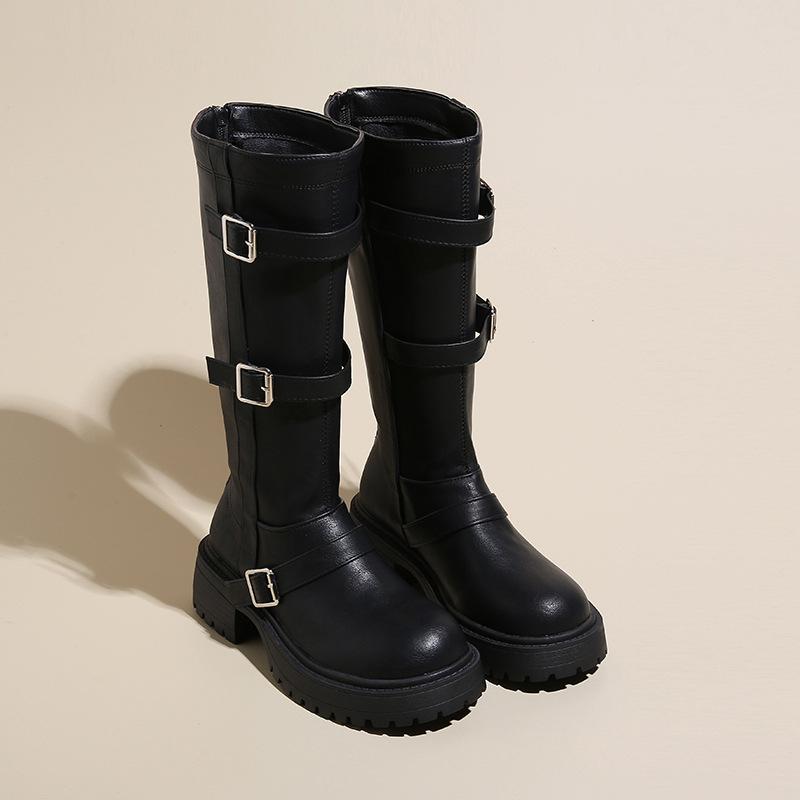 Vintage Maillard thick-soled heightening knight boots tall thin boots women's 0000 autumn new two-wear long boots