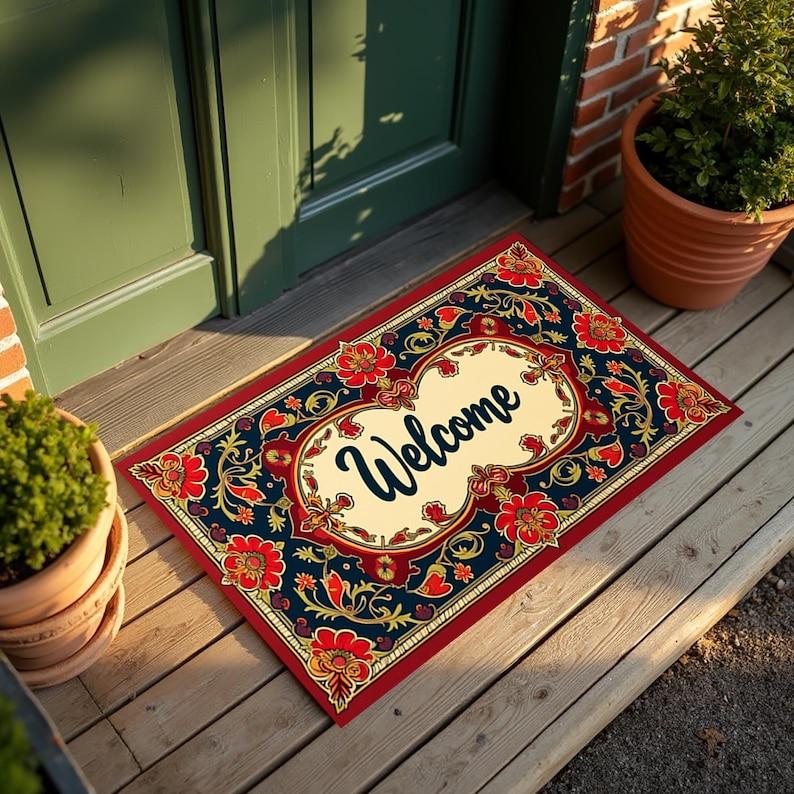 Vintage Floral Welcome Door Mat Rug Carpet Oriental Pattern Home Decoration for Entryway Patio Door Mat Kitchen Rug Welcome Mat