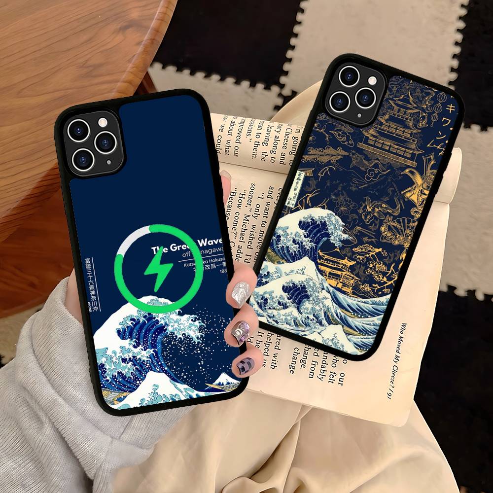 Classic Artwork Great Wave Off Kanagawa Magnetic Matte Phone Case For IPhone 16 17 15 14 13 12 11 For Magsafe Wireless