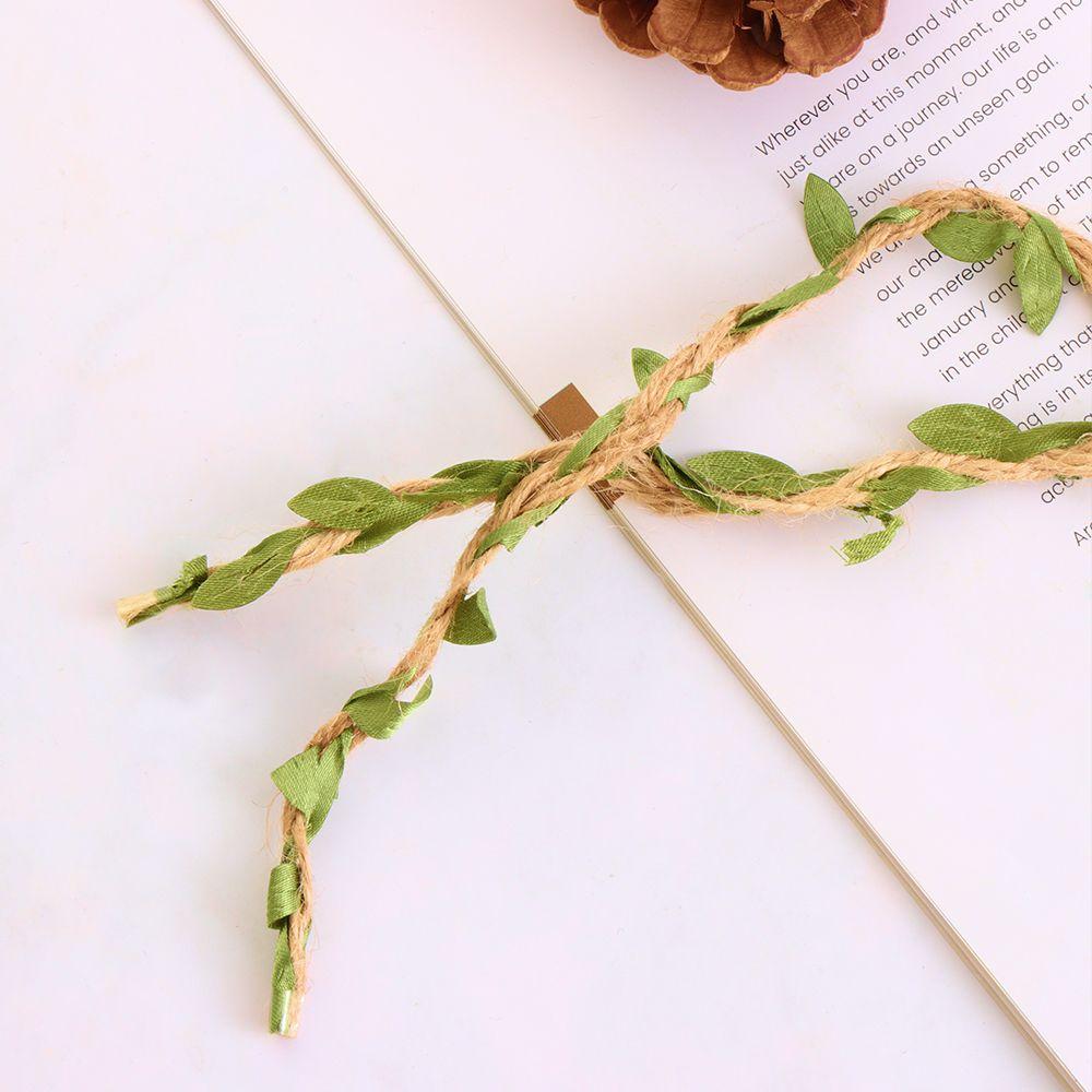 5/10m Home Vintage Artificial Leaf Jute Twine Burlap Rope Natural Hessian Craft Ribbon Wedding Decal Christmas Party DIY Decor