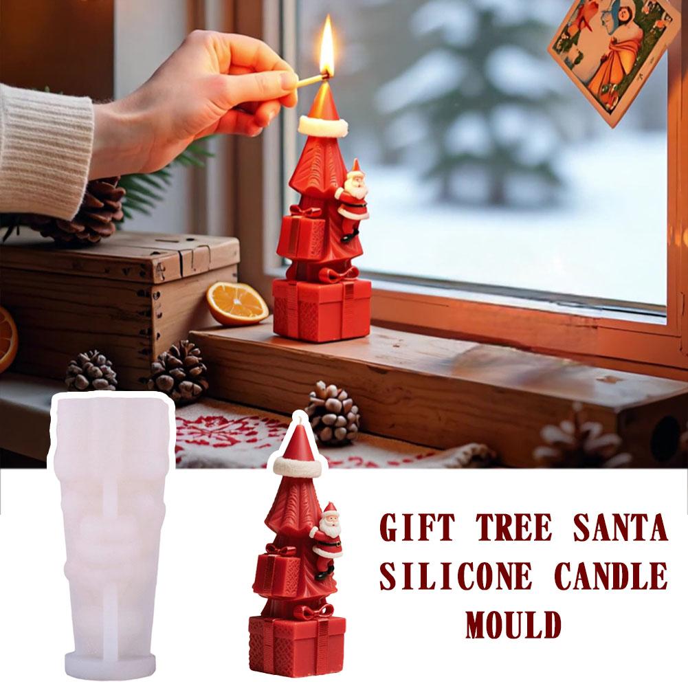 Gift Tree Santa Claus Aromatherapy Candle Silicone Mold DIY Creative Santa Claus Gift Design Food Grade,Easy To Clean And Demold