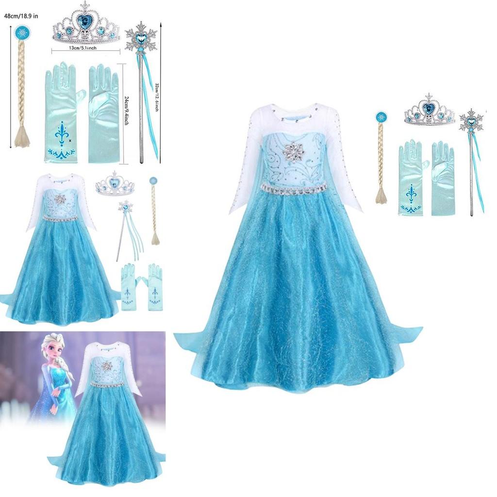 Elsa Princess Dress For Girls Halloween Costume Kids Fairy Tale Dress