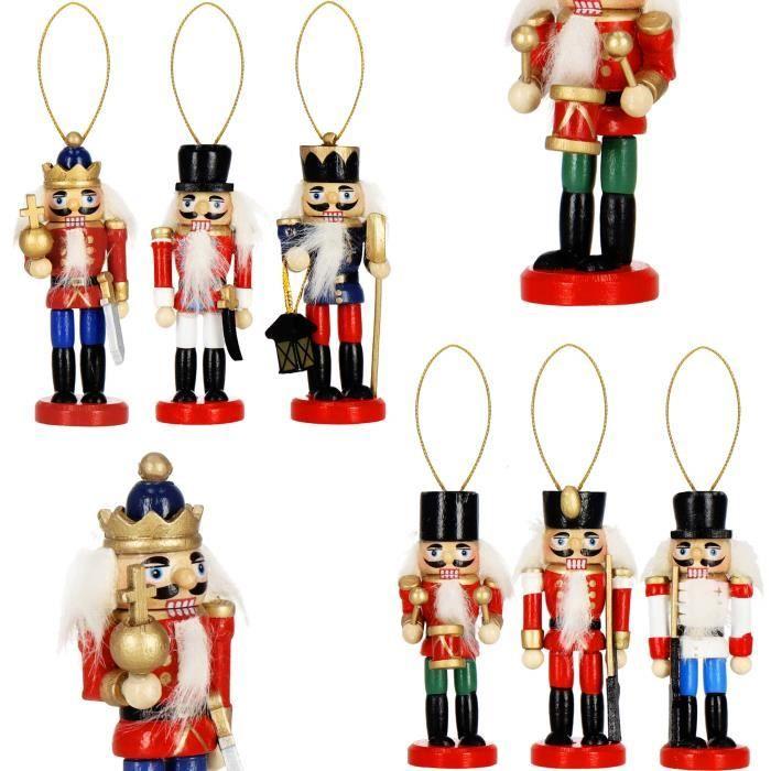Wooden Christmas Decoration - SPRINGOS - Nutcracker - 6 Pcs - 8 Cm - Multicolored