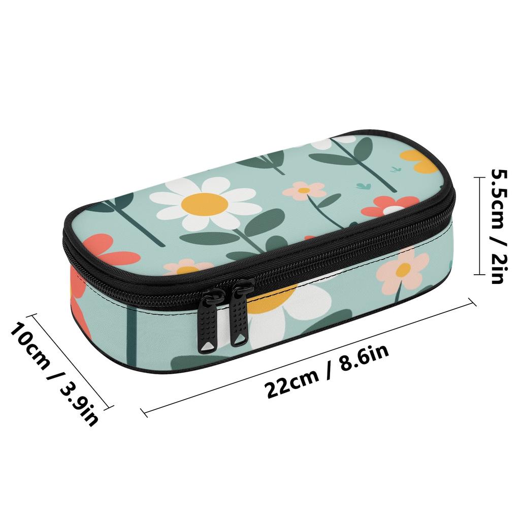Pencil Case Printed Durable 300D Polyester Secure Zipper with Mesh Divider Pen Holders and Spacious Main Compartment for Students