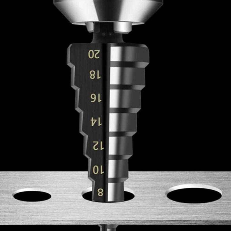 HSS Stufenbohrer-Set Stickstoffbeschichtet Gerade Nut Schnellarbeitsstahl Stufenkonus Konisch Sechskantschaft Lochschneider