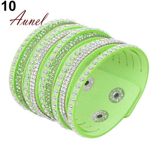 Bransoletka na nadgarstek Smart Rivet Rhinestone Velvet Cuff Bangle
