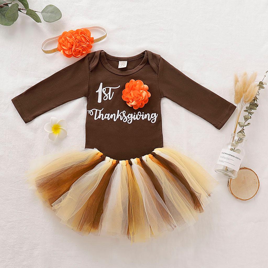 Buy Baby Girl First Thanksgiving Turkey Tutu Romper Skirt Outfits Set