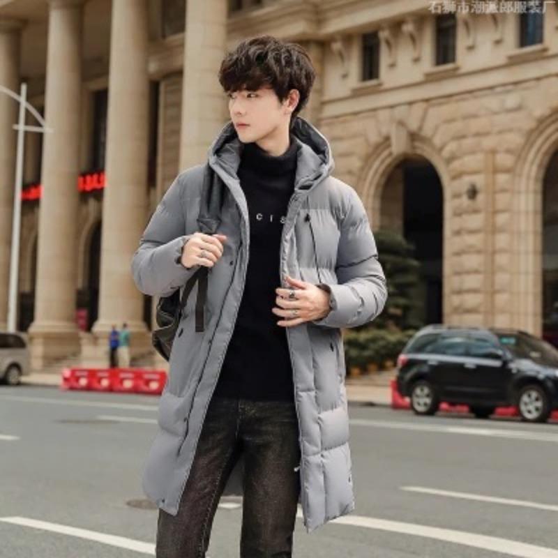 Men's hooded cotton clothes medium and long winter thickened knee warm new teen men's coat