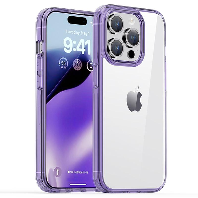 

IPAKY Drop-proof Case for iPhone 15 Pro,TPU Frame PC Back Transparent Phone Cover Transparent Purple
