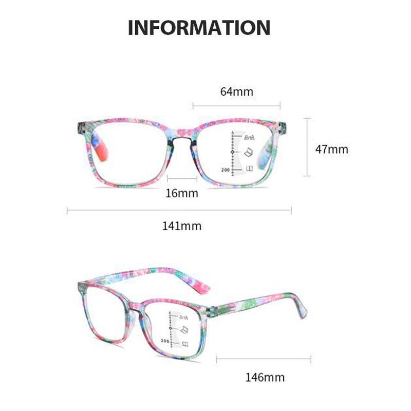 Trends Printed Multifocal Reading Glasses Women Men Anti Blue Light Eyeglasses Fashion Multifocal Degree Glasses Near and Away