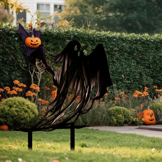 Ghost Garden Stake Metal Ghost Silhouette Ornament Halloween Gothic Yard