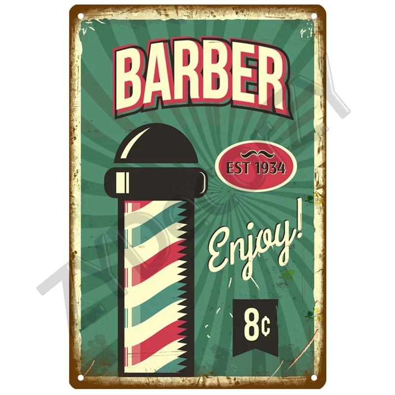 Vintage Barber Shop Metal Sign  Retro Haircut and Shave Plaque for Cafe Bar Pub  Tin Wall Decor Poster  Home Decor Iron Plate