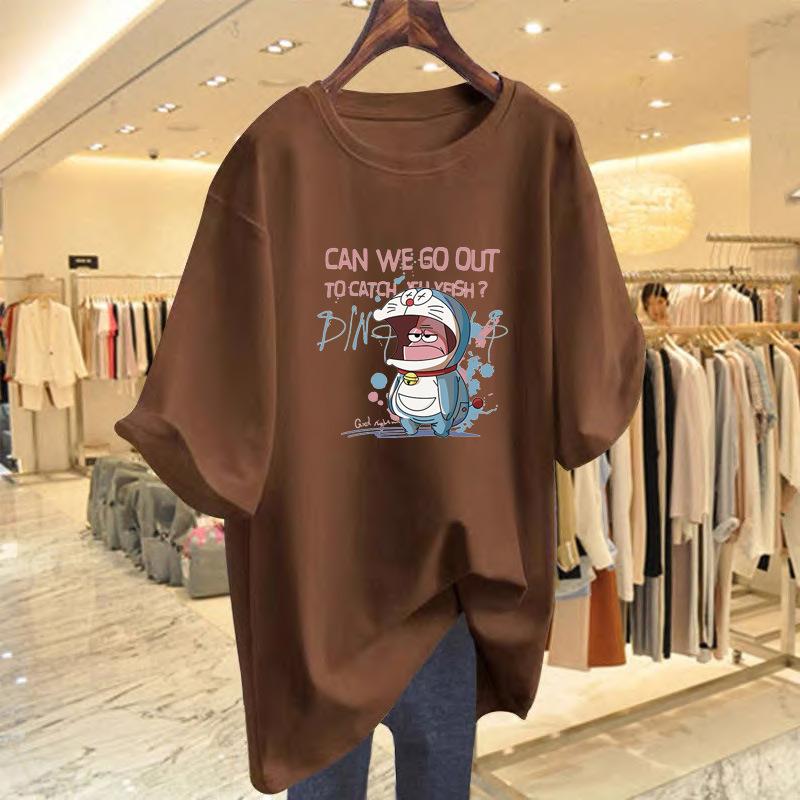 

Summer new graffiti print crew neck short-sleeved t-shirt women s loose sports and leisure top bottoming shirt tide XXXL