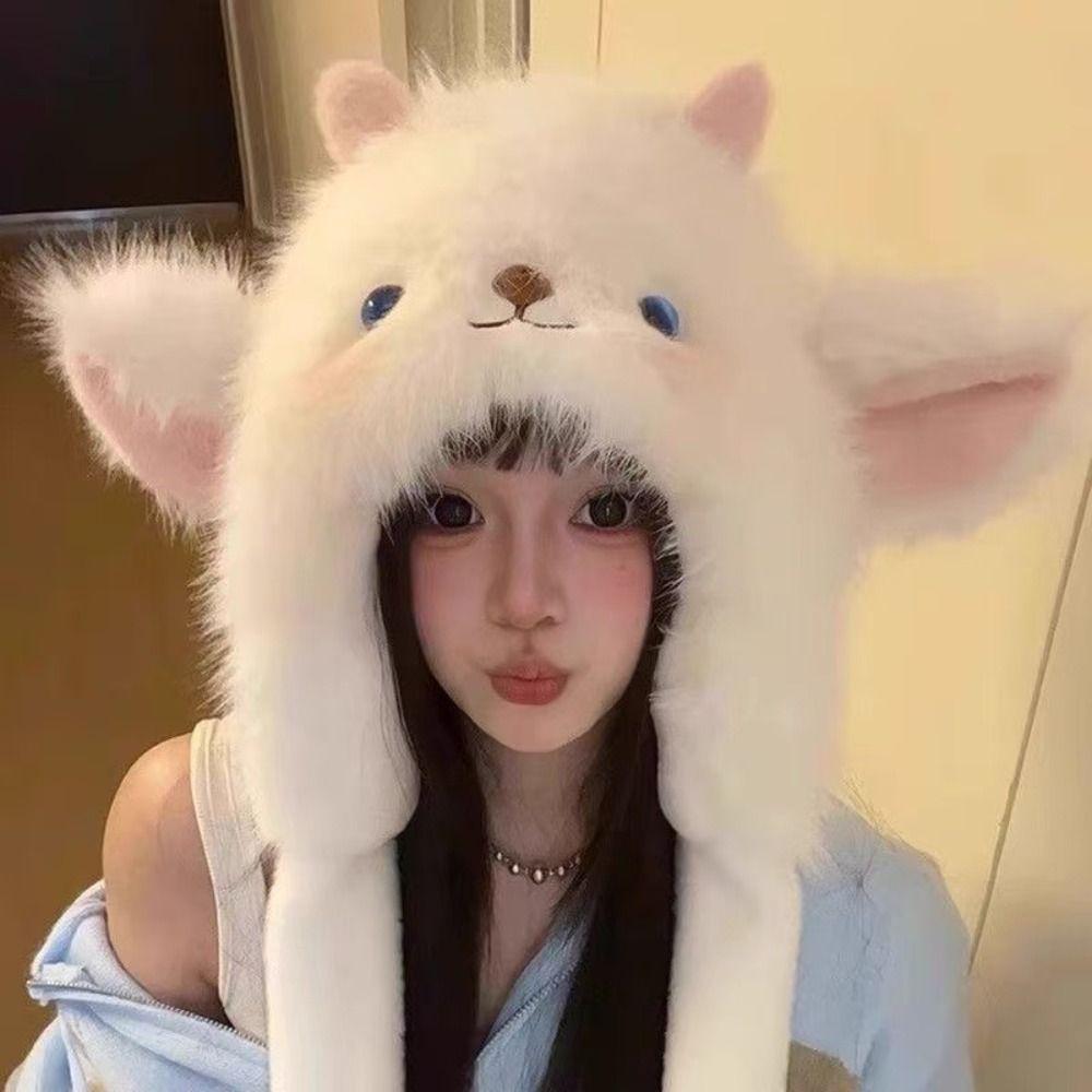 Sheep Winter Plush Hat Anti-cold Fluffy Ear Protection Cap Skiing Lamb Ears Warmer Hat  Travel