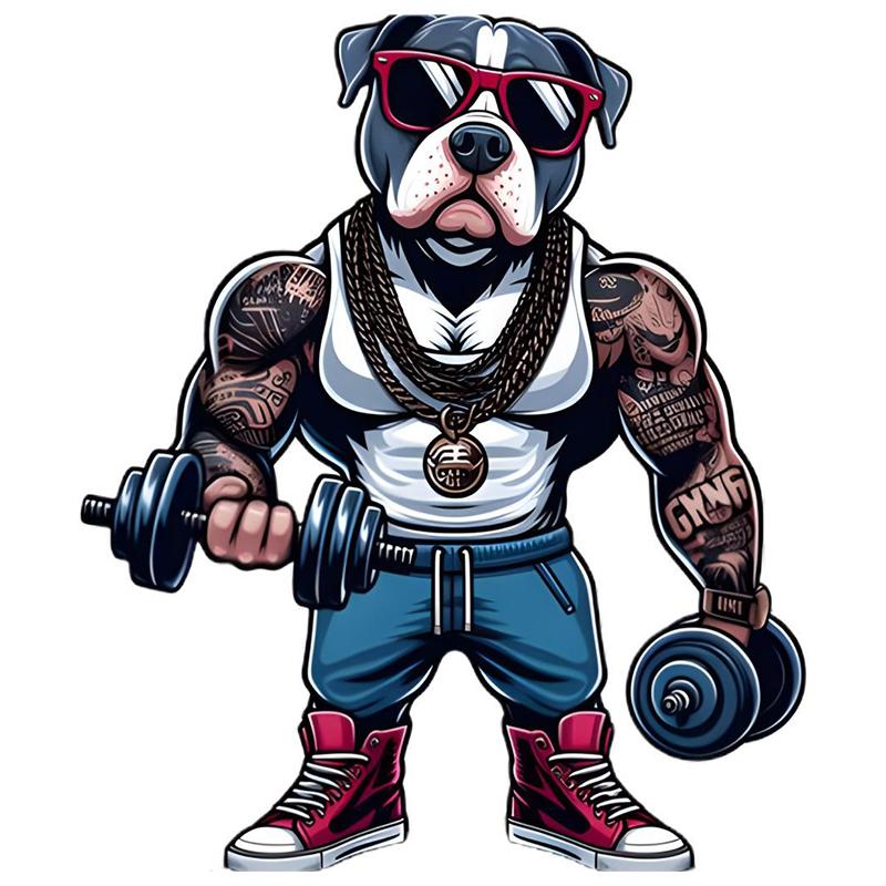 

Muscular Gym Pitbull Pet Dog Animal Car Sticker Waterproof Styling Automobiles Motorcycle Exterior Accessories Vinyl Decals Y202 A-15cm Longest Side