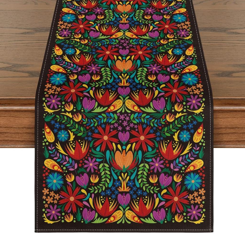 Mexican Day of The Dead Table Runner Dresser Scarves Decor Reusable Dia De Los Muertos Kitchen Dining Table Runner Party Decor