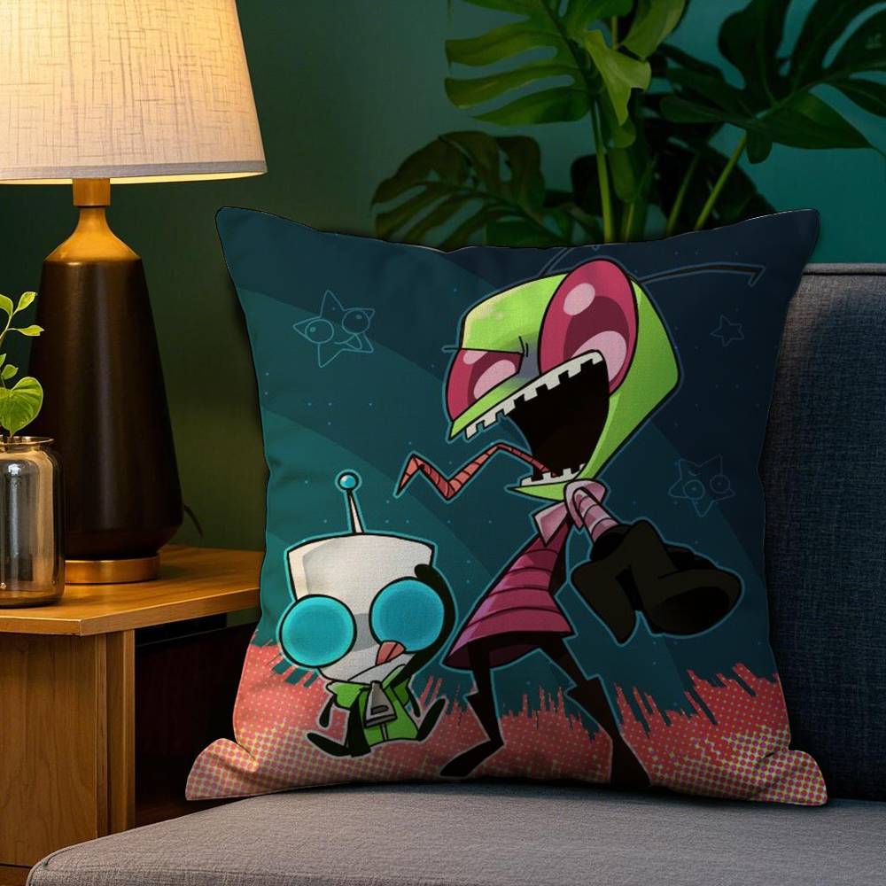 Cartoon I-Invader Z-Zim Pillow Case Plush Fabric Soft Double Sided Print Sofa Cushion Cover Throw Pillow Covers