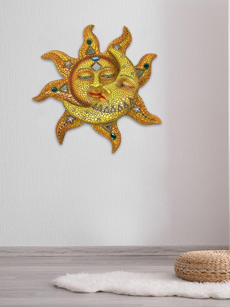 Indoor Sun Moon Metal Iron Wall Hanging Decor Wall Art Finish Antique Iron Artistic Sun Moon Rust-Proof Outdoor Artistic China Mainland