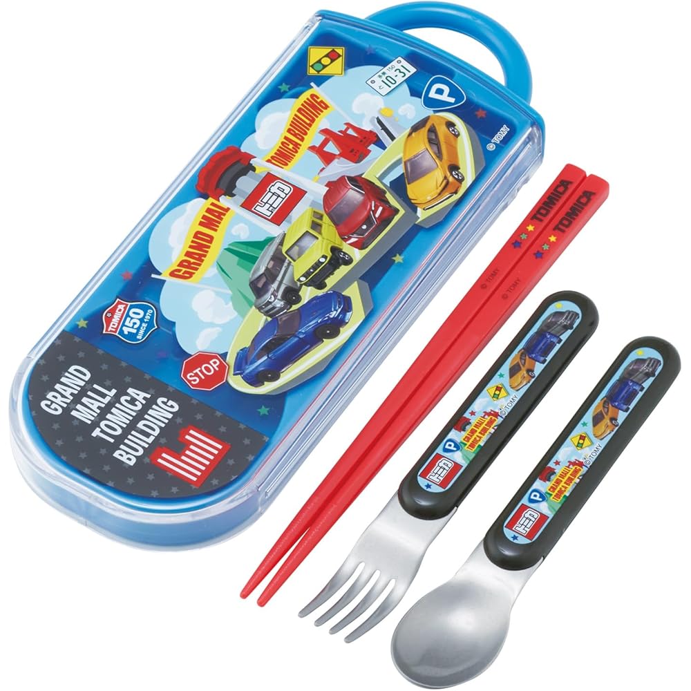 Skater Tomica Trio Set for Kids 16.5cm Chopsticks Spoon Fork