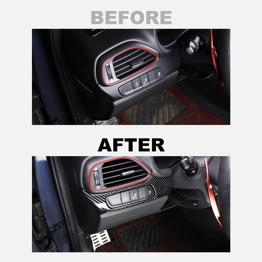 LHD/RHD For Hyundai I30/I30 N 2017-2025 Car Tuning Carbon Fiber Headlight Adjustment Switch Button Cover Trim Accessories