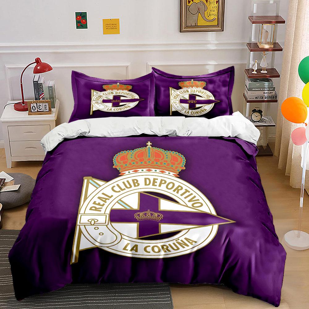 Purple Deportivo La Coruña Set Bedding Duvet Cover Set Duvet Cover Pillowcases  (1 * Duvet Cover 2 * Pillowcases, without duvet insert)
