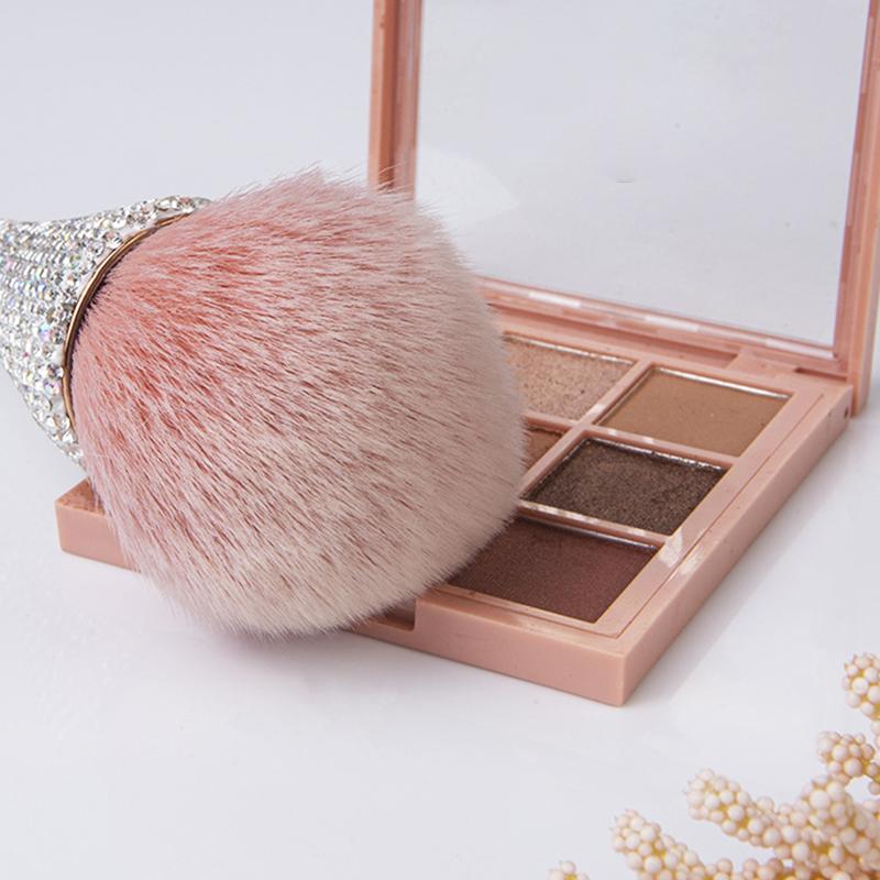 

Artificial Fiber Bristle Powder Brush with Bling Rhinestone Handle Makeup Tool Blue
