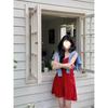 Vintage Spice Girl Folded Red Suspender Dress Women's Summer Vacation Style Slim Fit Waist A-shaped Dress Short Skirt