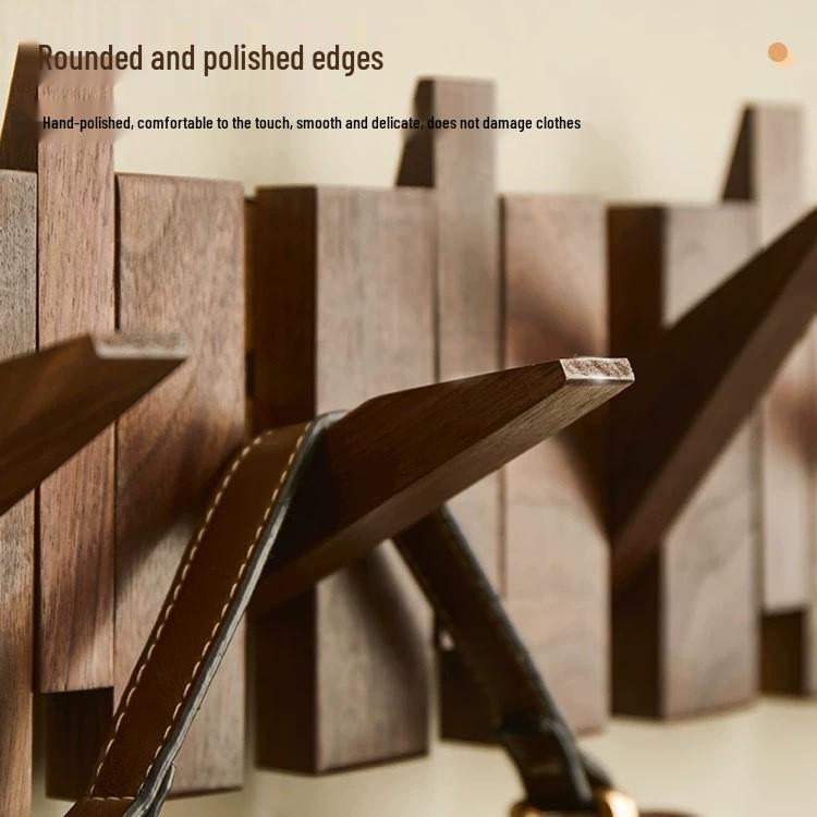 Solid Wood Wall-Mounted Piano Coat Rack with Entryway and Bedroom Hooks