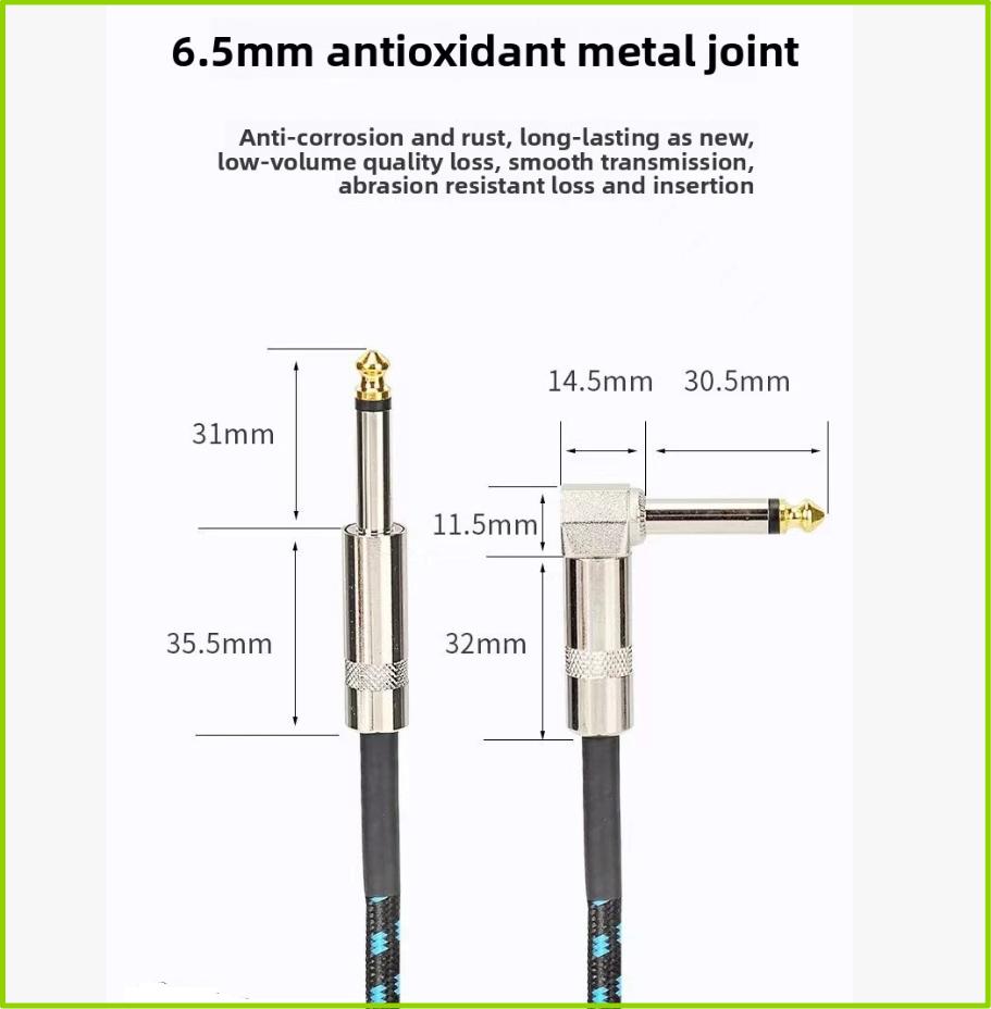 6.35mm Audio Cables TRS 1/4 Inch 6.5mm Audio Cable For Electric Guitar Bass 1.5/3/6M Gold Plated Shielded Low Noice Jack Cable