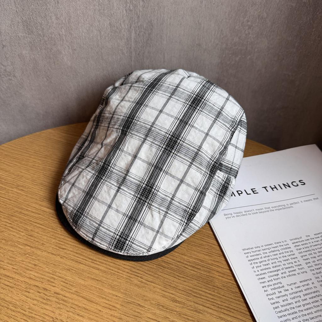 Vintage Plaid Forward Cap For Women Men Summer Sun Hat With Breathable Cotton Material