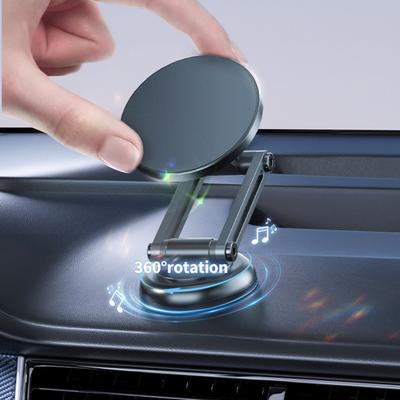 Car Dashboard Phone Holder Foldable Strong Magnet Anti-slip Shockproof 360 Degree Rotation POM Racing Steel Shaft Portable Phone Stand Automobile