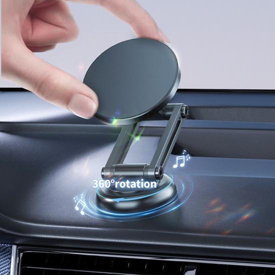 Car Dashboard Phone Holder Foldable Strong Magnet Anti-slip Shockproof 360 Degree Rotation POM Racing Steel Shaft Portable Phone Stand Automobile